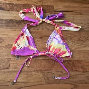 Triangle purple flower bikini top